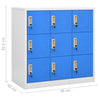 Locker Cabinets 2 pcs Light Grey and Blue 90x45x92.5 cm Steel
