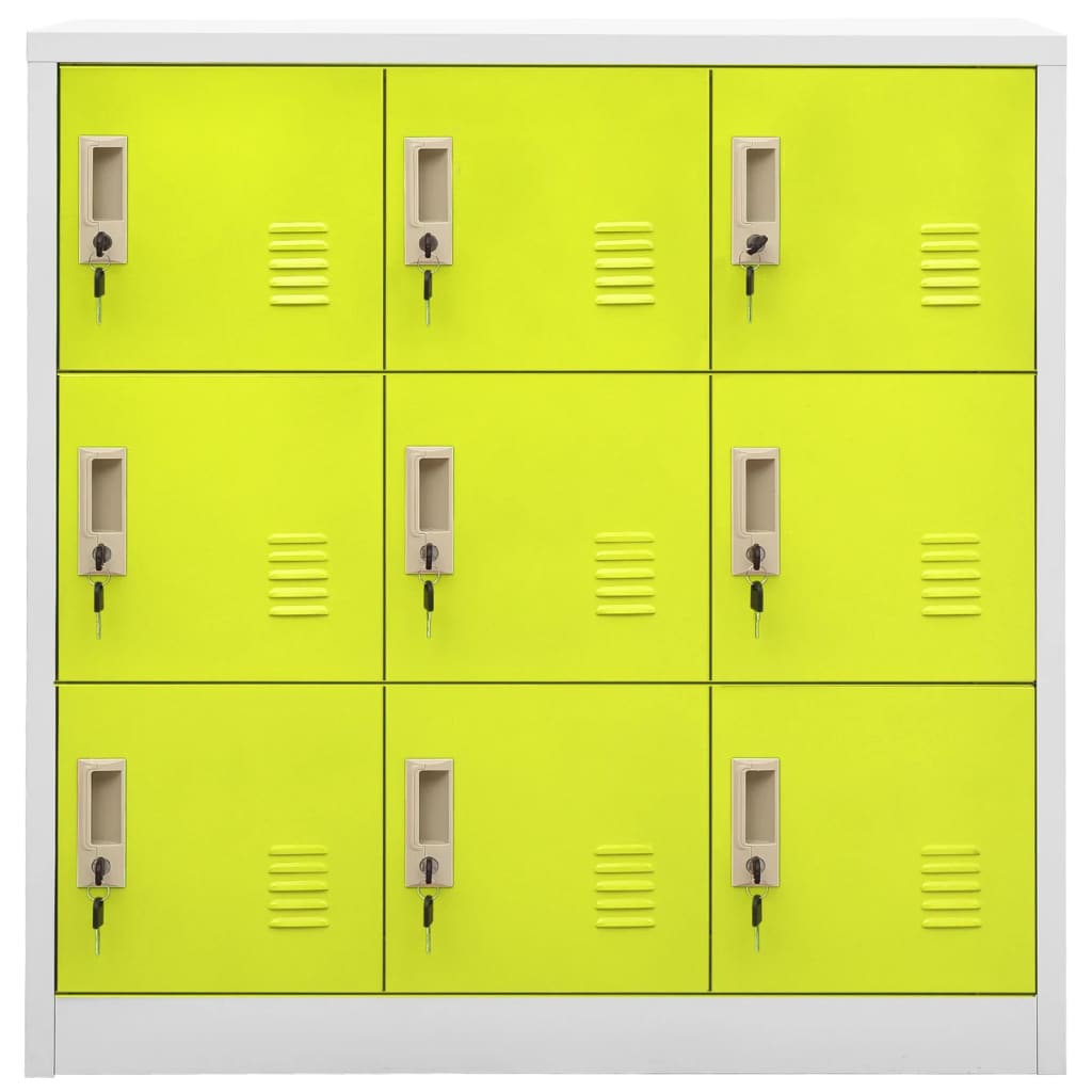 Locker Cabinet | Set of 2 | Light grey and green | Steel | Medium