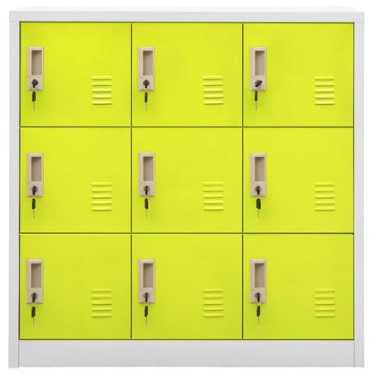 Locker Cabinet | Set of 2 | Light grey and green | Steel | Medium