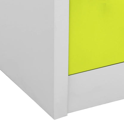 Locker Cabinet | Set of 2 | Light grey and green | Steel | Medium