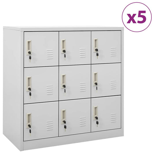 Locker Cabinet | Set of 5 | Light grey | Steel | Medium | Locker Cabinet