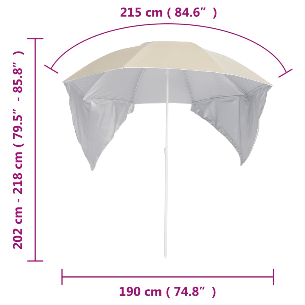 Beach Umbrella with Side Walls Sand 215 cm