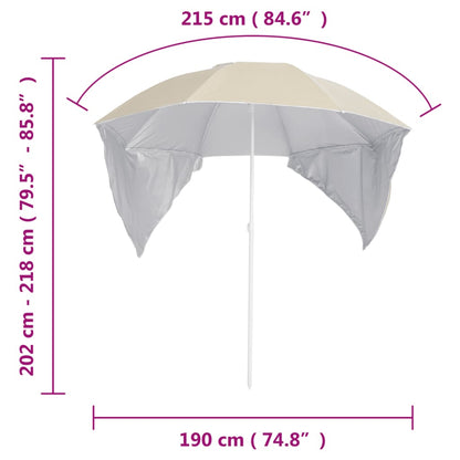 Beach Umbrella with Side Walls Sand 215 cm