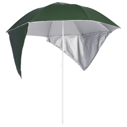 Beach Umbrella with Side Walls Green 215 cm