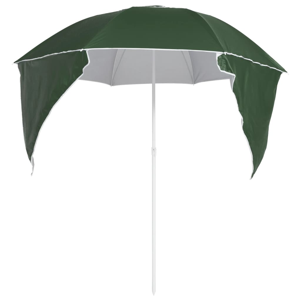 Beach Umbrella with Side Walls Green 215 cm