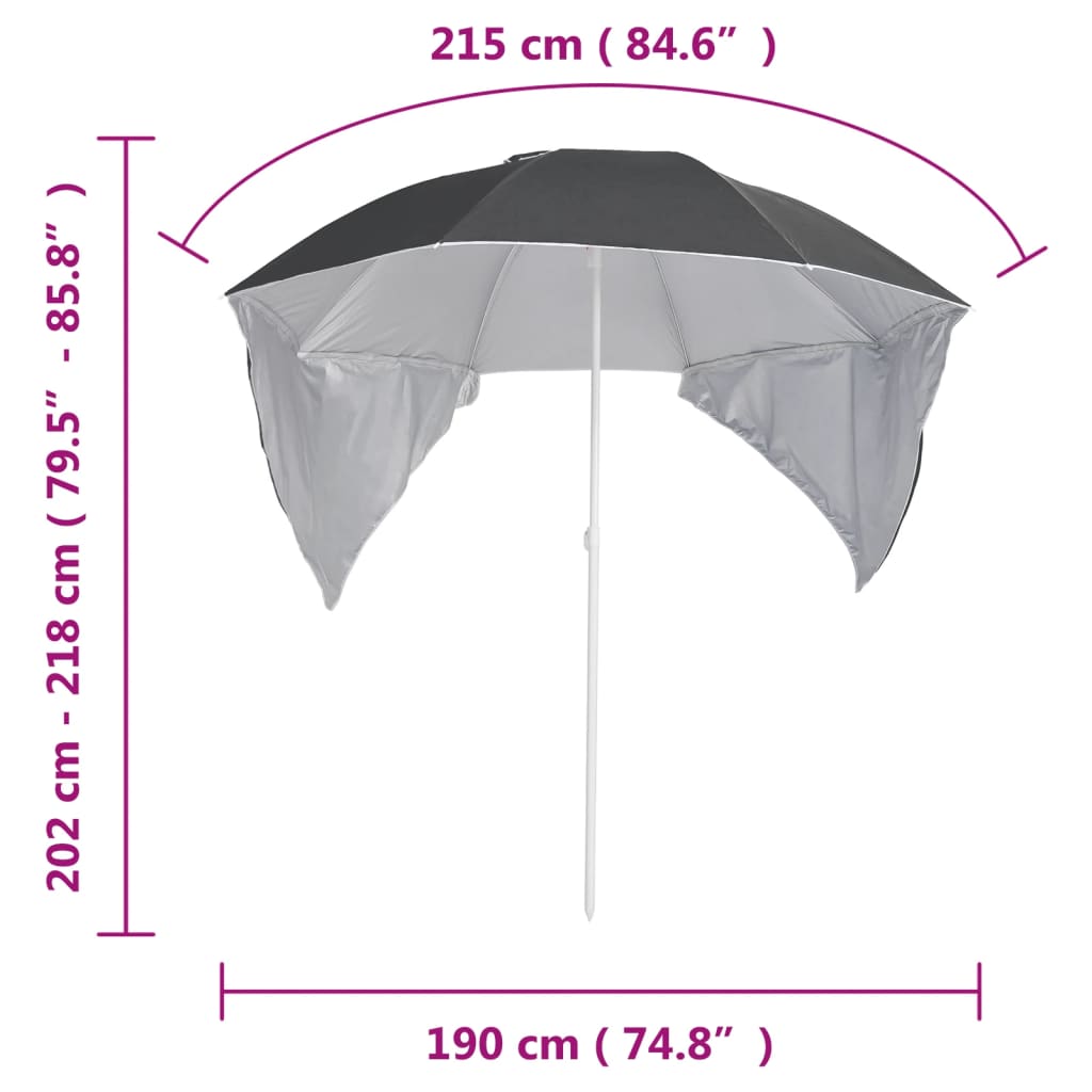 Beach Umbrella with Side Walls Anthracite 215 cm