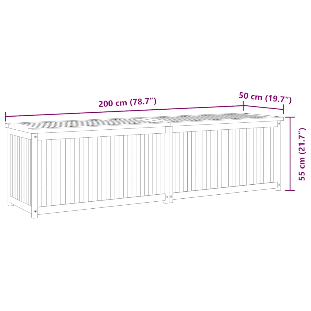 318735 vidaXL Garden Box 200x50x55 cm Solid Wood Teak