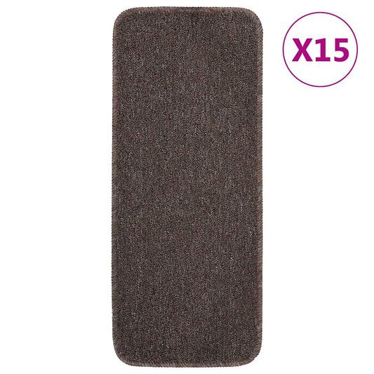 Stair Mat | Set of 15 | Brown | 100% PP | 25 x 60 cm | Non-slip