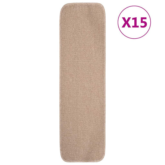 Stair Mat | Set of 15 | Beige | 100% Polypropylene | 20 x 75 cm