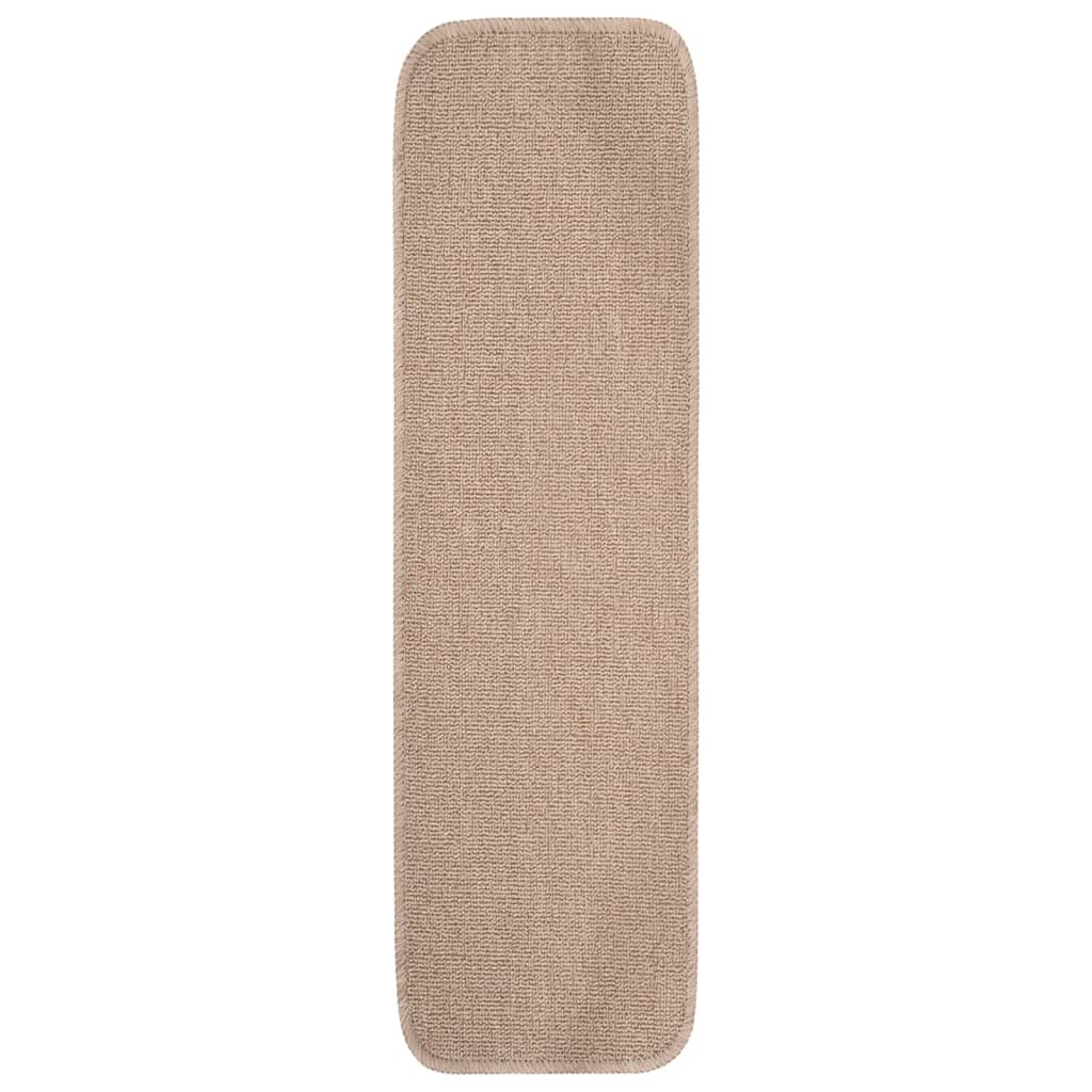 Anti Slip Stair Mats 15 pcs 75x20 cm Beige Rectangular