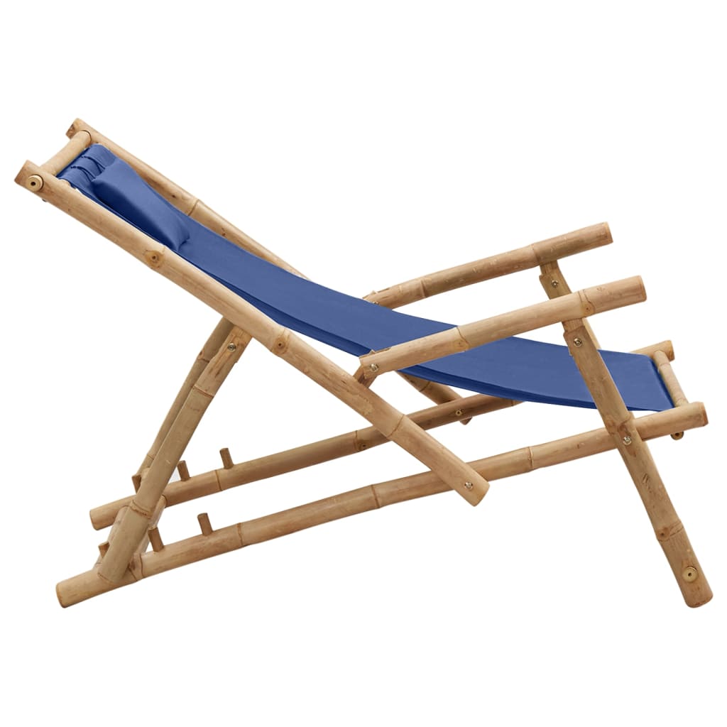 Deck Chair Bamboo and Canvas Navy Blue