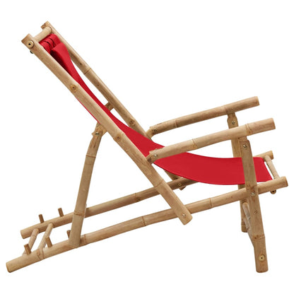 Deck Chair Bamboo and Canvas Red