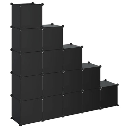 Storage Cube Organiser | Black | PP Plastic | 155 x 32 x 153.5 cm