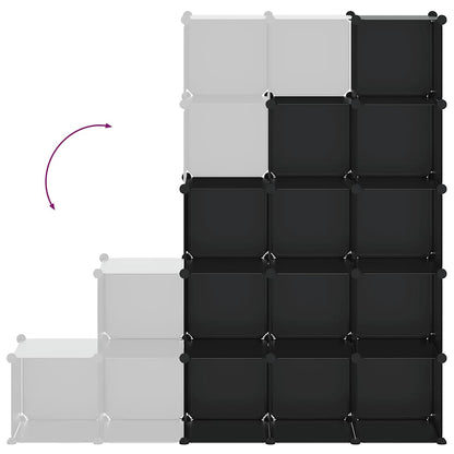 Storage Cube Organiser | Black | PP Plastic | 155 x 32 x 153.5 cm