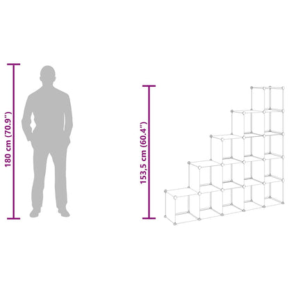 Storage Cube Organiser | Black | PP Plastic | 155 x 32 x 153.5 cm