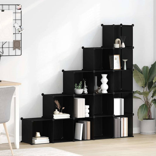 Storage Cube Organiser with 15 Cubes Black PP