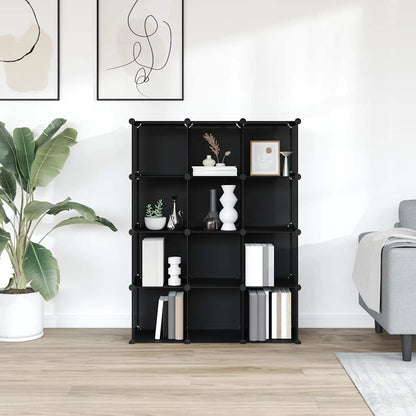 Storage Cube Organiser with 12 Cubes Black PP