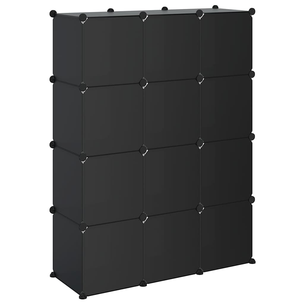 Storage Cube Organiser with 12 Cubes Black PP