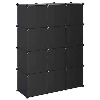 Storage Cube Organiser with 12 Cubes Black PP