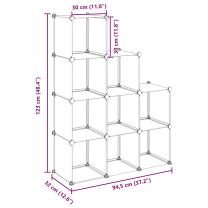 Storage Cube Organiser with 9 Cubes Black PP