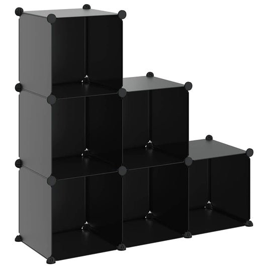 Storage Cube Organiser with 6 Cubes Black PP
