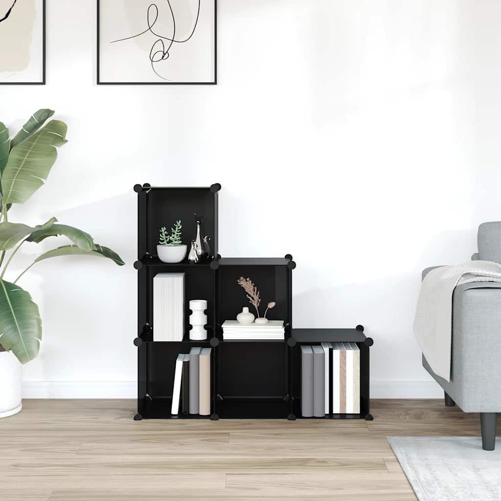 Storage Cube Organiser | Black | PP Plastic, Steel | Medium | Stackable