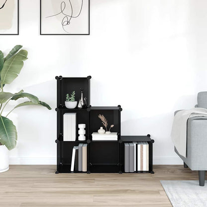 Storage Cube Organiser | Black | PP Plastic, Steel | Medium | Stackable