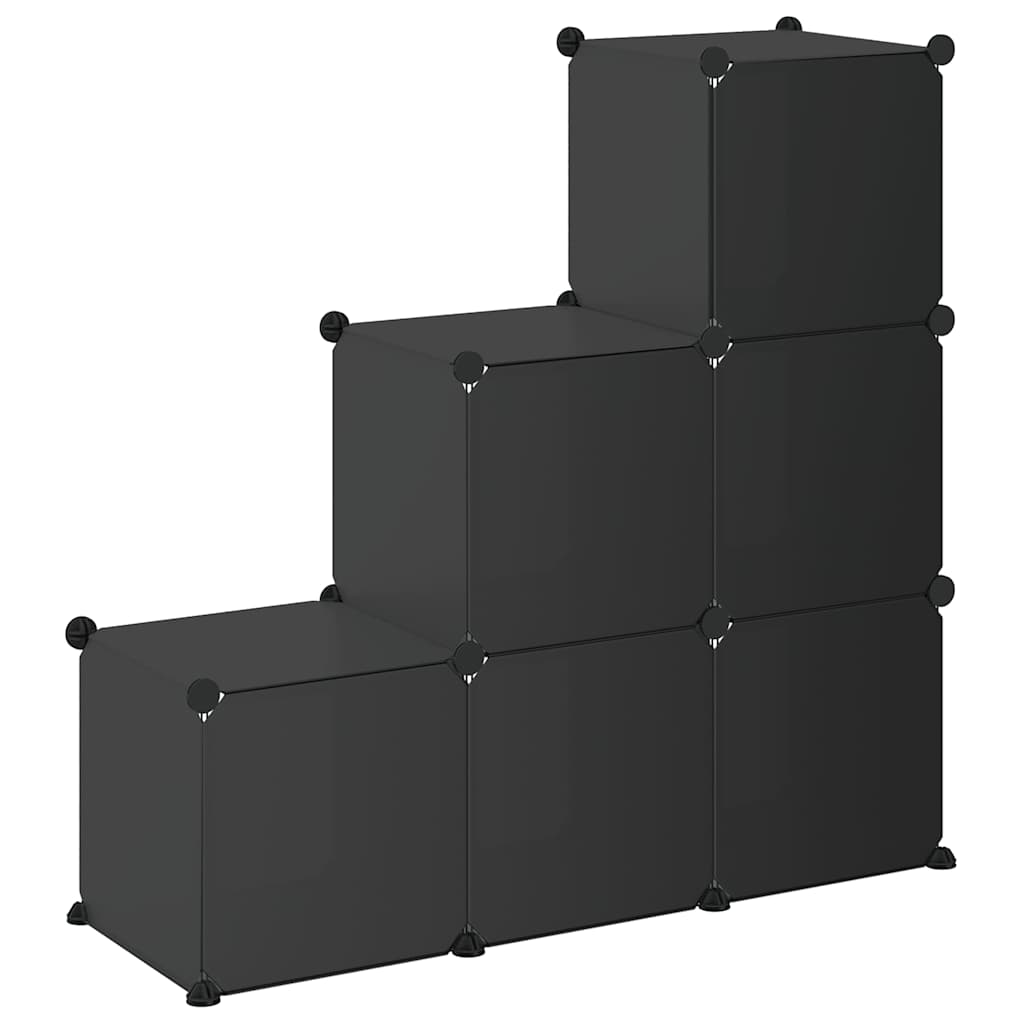 Storage Cube Organiser | Black | PP Plastic, Steel | Medium | Stackable