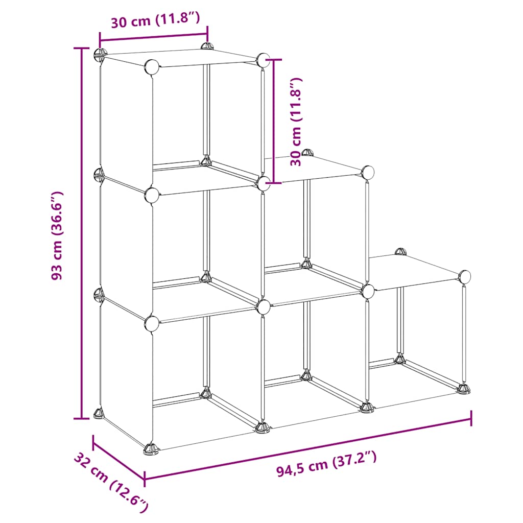 Storage Cube Organiser | Black | PP Plastic, Steel | Medium | Stackable