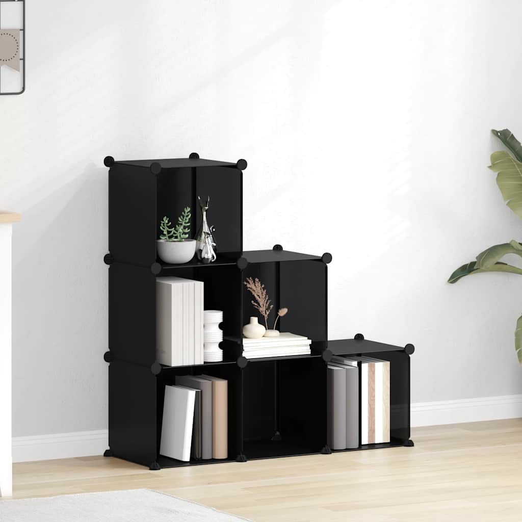 Storage Cube Organiser | Black | PP Plastic, Steel | Medium | Stackable