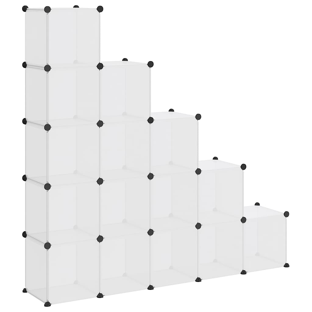 Storage Cube Organiser with 15 Cubes Transparent PP