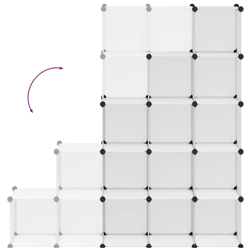 Storage Cube Organiser with 15 Cubes Transparent PP