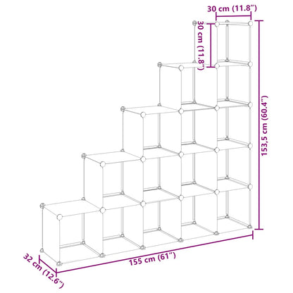 Storage Cube Organiser with 15 Cubes Transparent PP