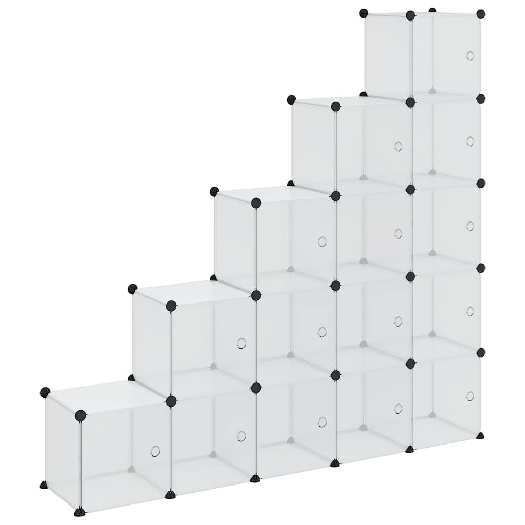 Storage Cube Organiser with 15 Cubes and Doors Transparent PP