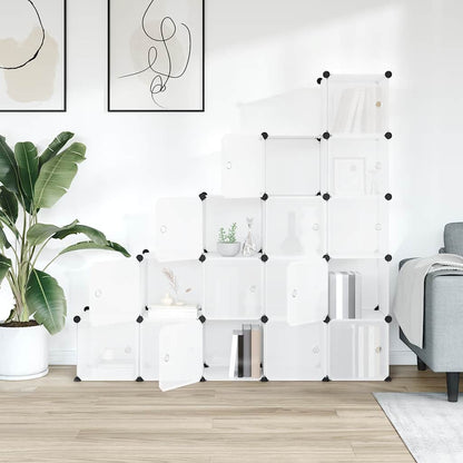Storage Cube Organiser with 15 Cubes and Doors Transparent PP