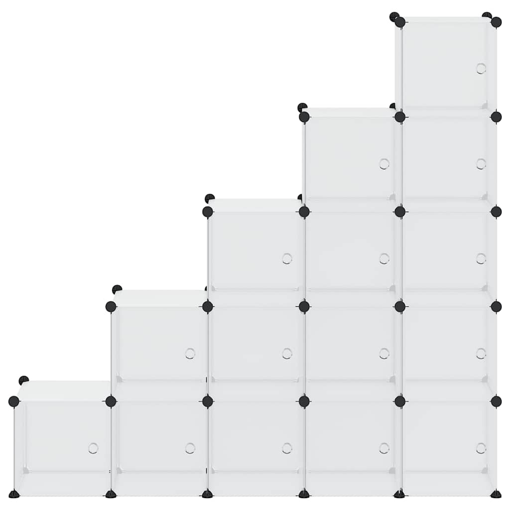 Storage Cube Organiser with 15 Cubes and Doors Transparent PP