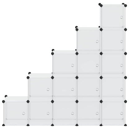 Storage Cube Organiser with 15 Cubes and Doors Transparent PP