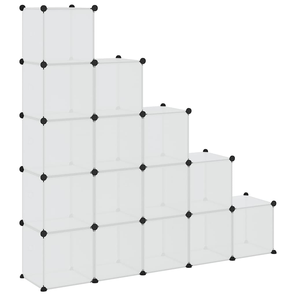 Storage Cube Organiser with 15 Cubes and Doors Transparent PP