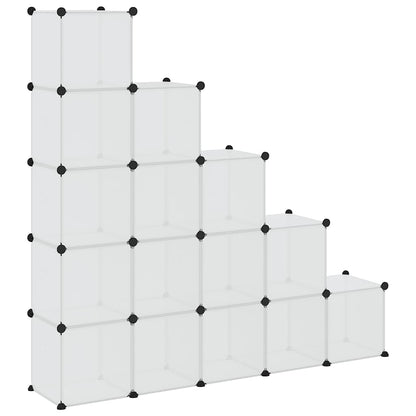 Storage Cube Organiser with 15 Cubes and Doors Transparent PP