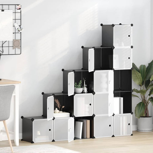 Storage Cube Organiser | Black | PP Plastic, Steel | Large | Stackable