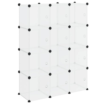 Storage Cube Organiser with 12 Cubes and Doors Transparent PP