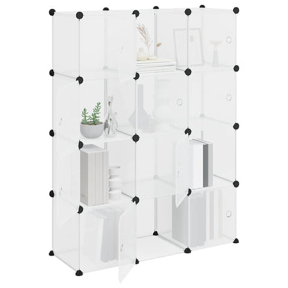 Storage Cube Organiser with 12 Cubes and Doors Transparent PP