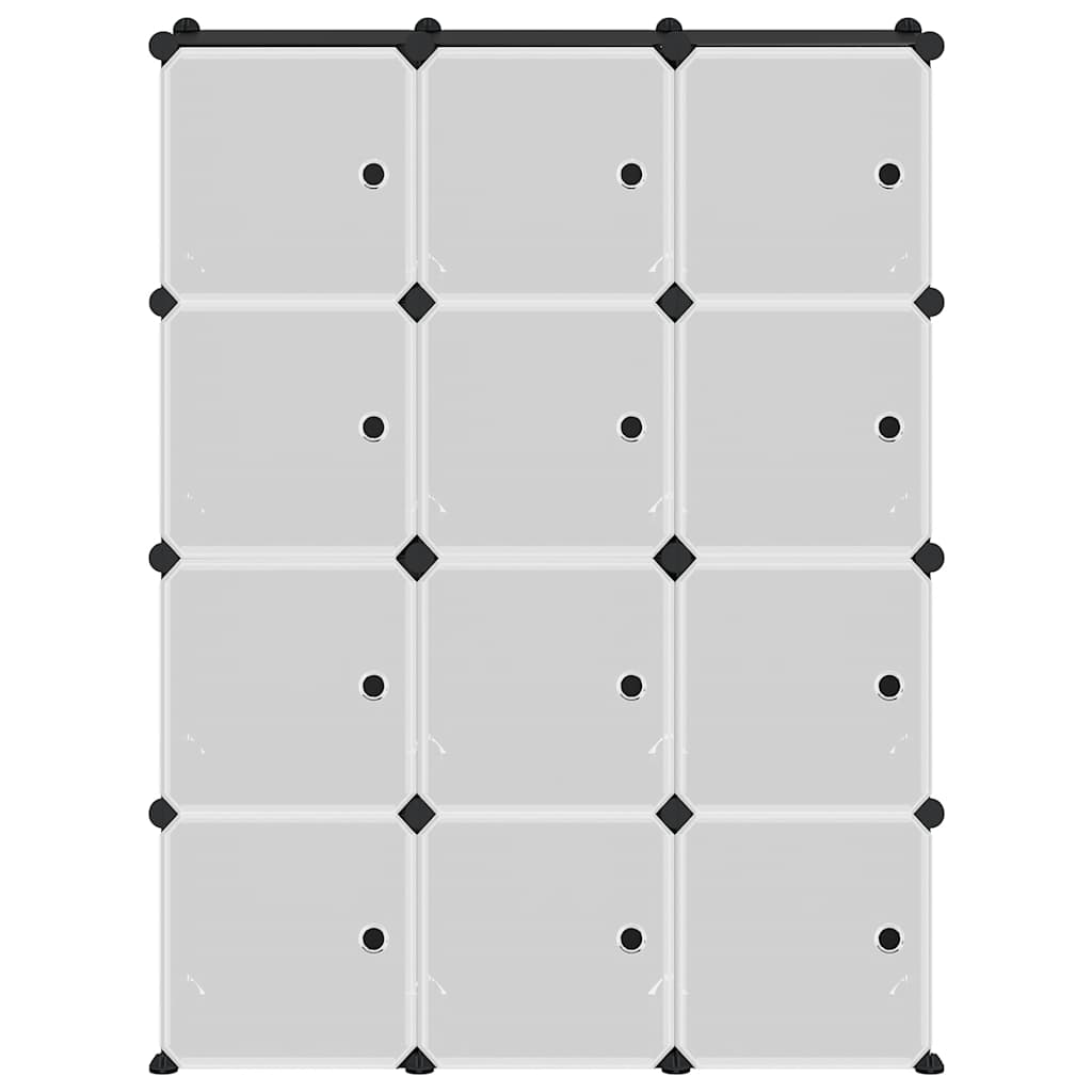 Storage Cube Organiser with 12 Cubes and Doors Black PP