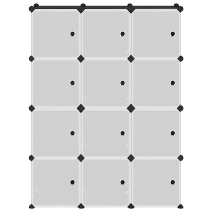 Storage Cube Organiser with 12 Cubes and Doors Black PP