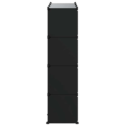 Storage Cube Organiser with 12 Cubes and Doors Black PP