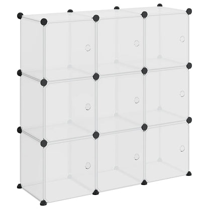 Storage Cube Organiser with 9 Cubes and Doors Transparent PP