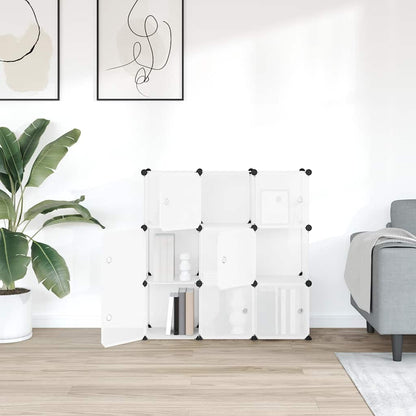 Storage Cube Organiser with 9 Cubes and Doors Transparent PP