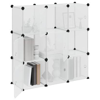 Storage Cube Organiser with 9 Cubes and Doors Transparent PP