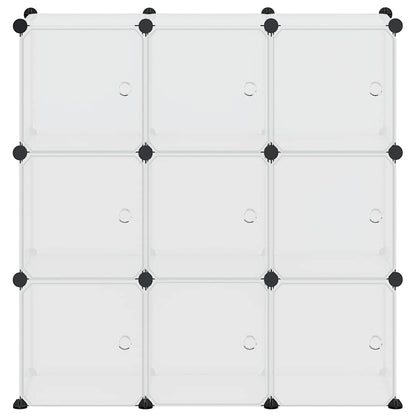 Storage Cube Organiser with 9 Cubes and Doors Transparent PP