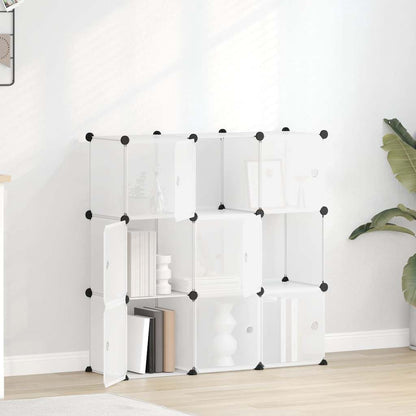 Storage Cube Organiser with 9 Cubes and Doors Transparent PP